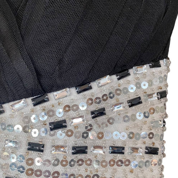 B. Darling White‎ Black Sequin Sweet Heart Cocktail Special Occasion Dress 3/4 - Picture 8 of 10